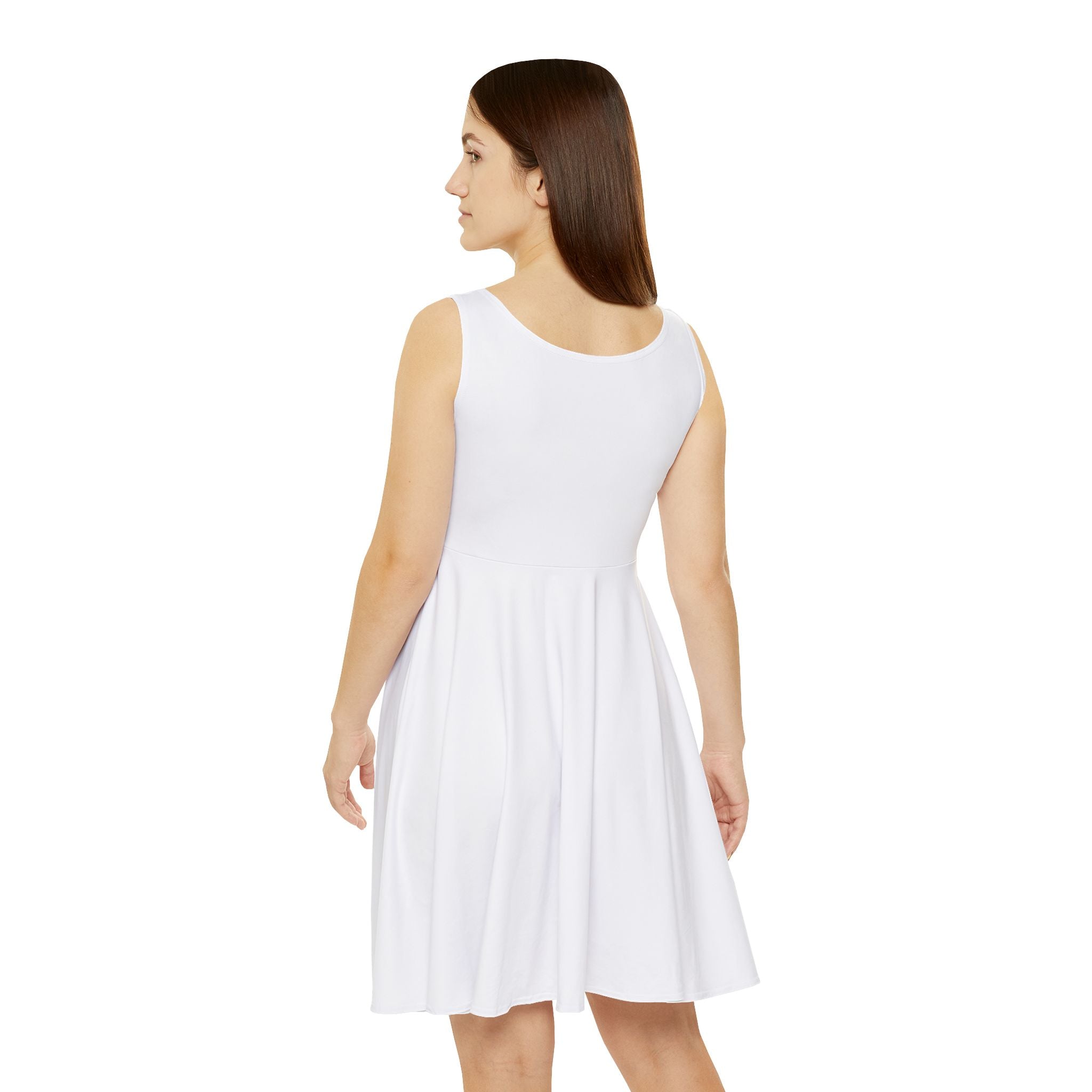 Women's Skater Dress – Minimal Red Patch Summer AOP Dress