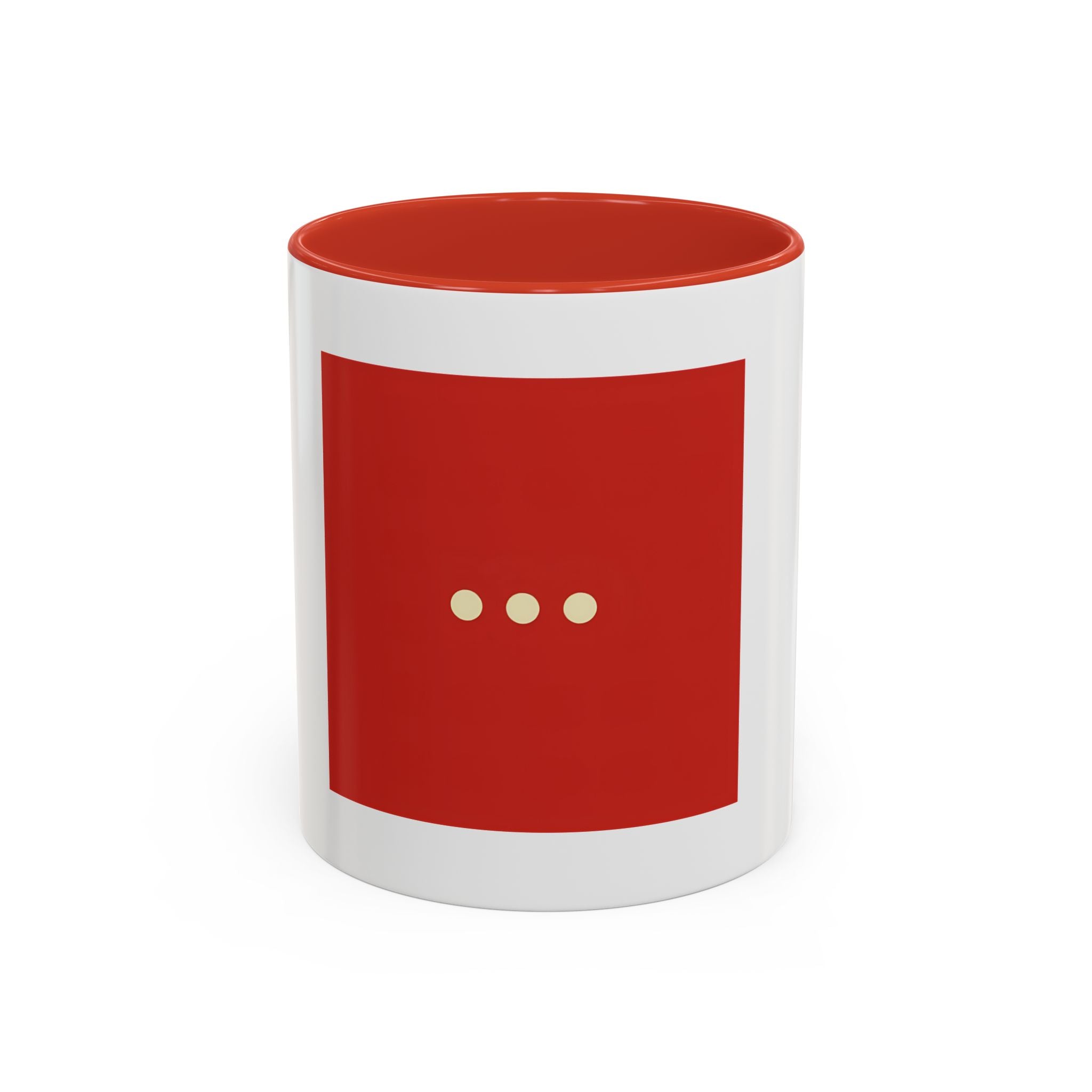 Red Minimalist Accent Coffee Mug — Ellipsis Dot Design (11/15 oz)