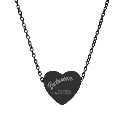 Engraved Heart Necklace — Personalized 'Between' Script Pendant