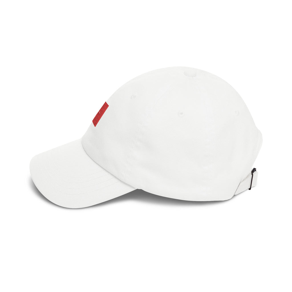 Minimalist Red Square Dad Cap – Embroidered Three Dots Baseball Hat