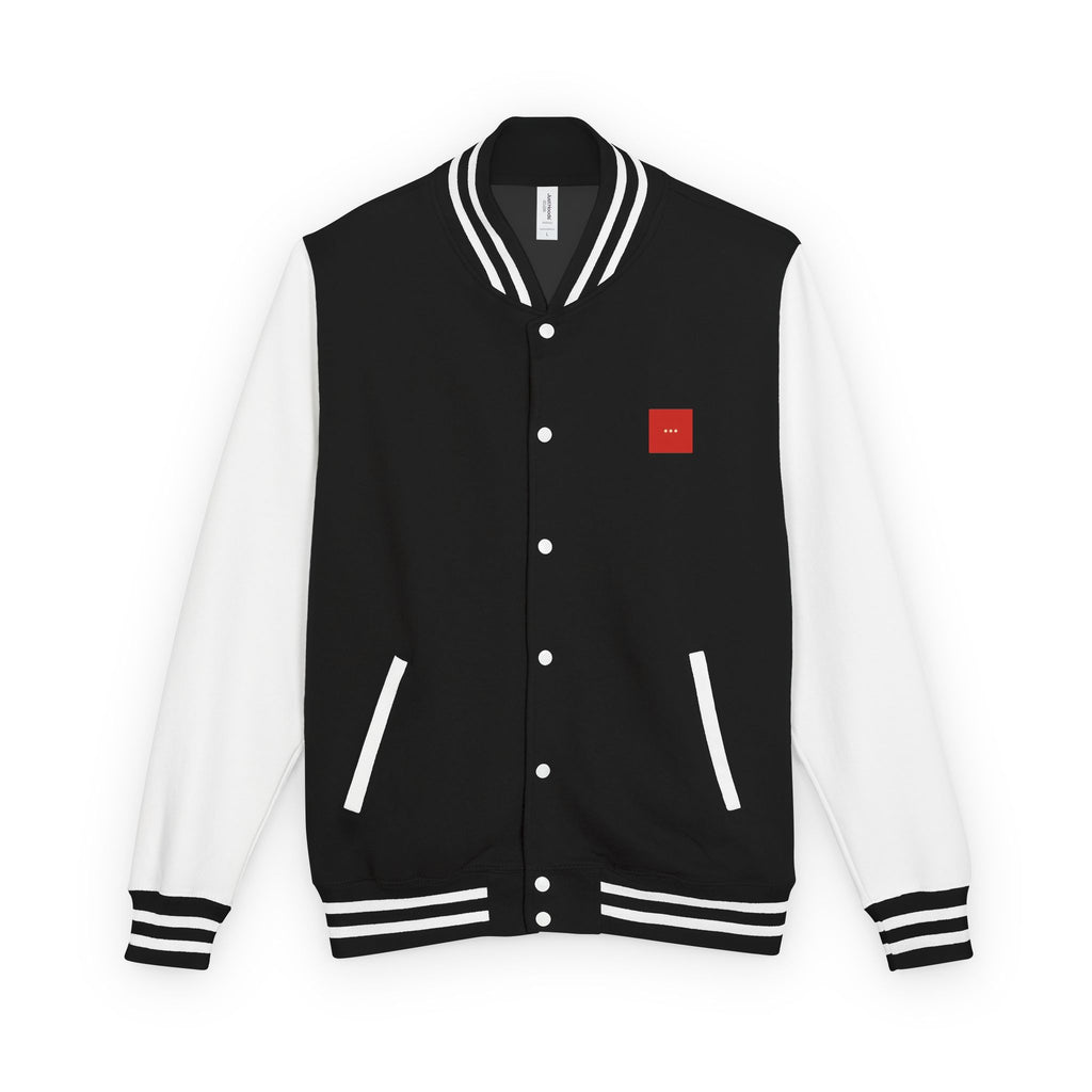 Minimal Ellipsis Letterman Jacket — Classic Varsity Bomber
