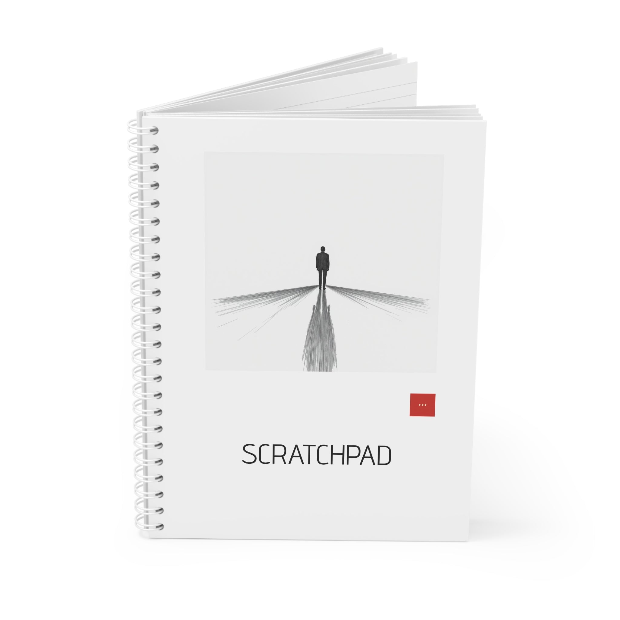 Spiral Notebook – Minimalist 'Block Notes' Journal with Monochrome Figure Design