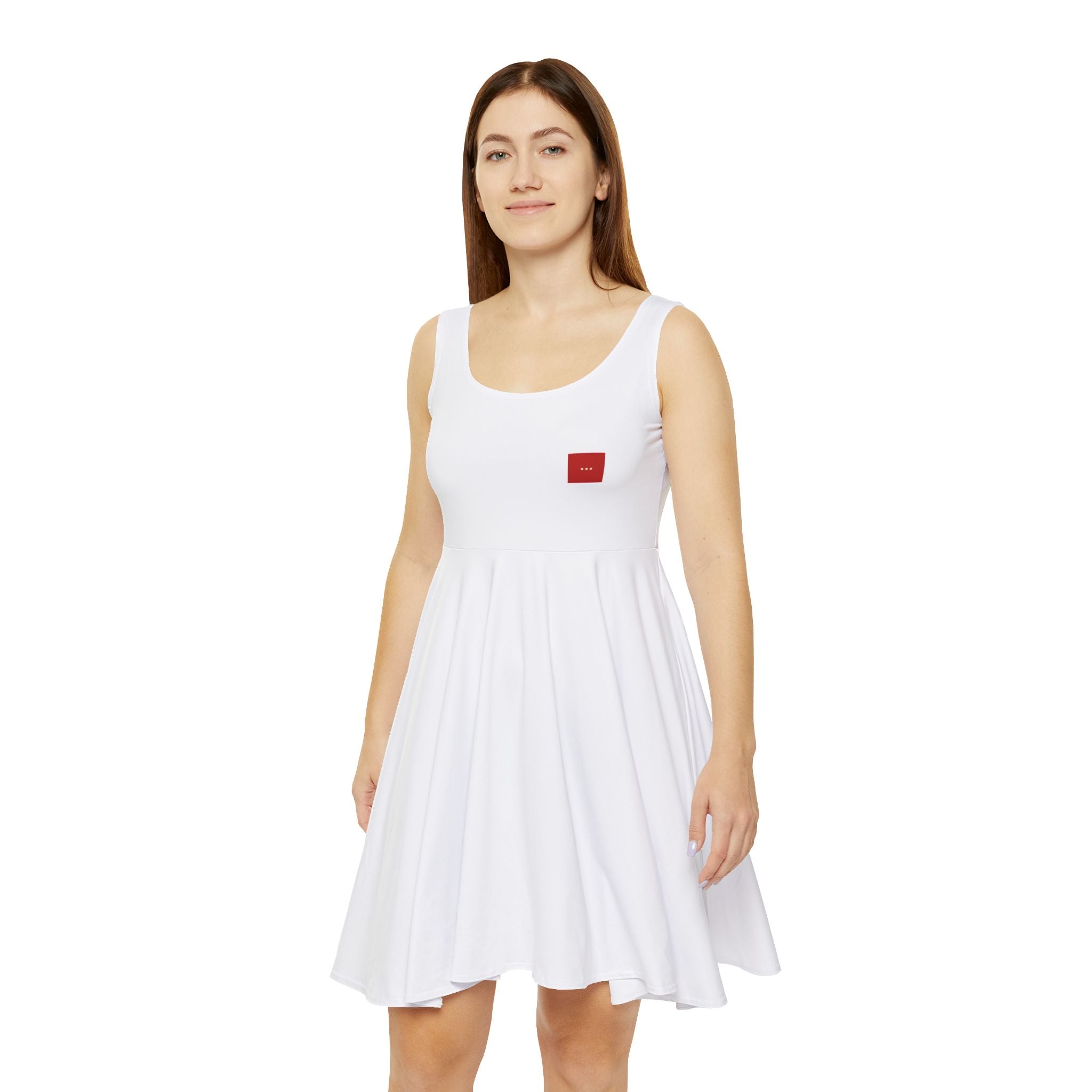 Women's Skater Dress – Minimal Red Patch Summer AOP Dress