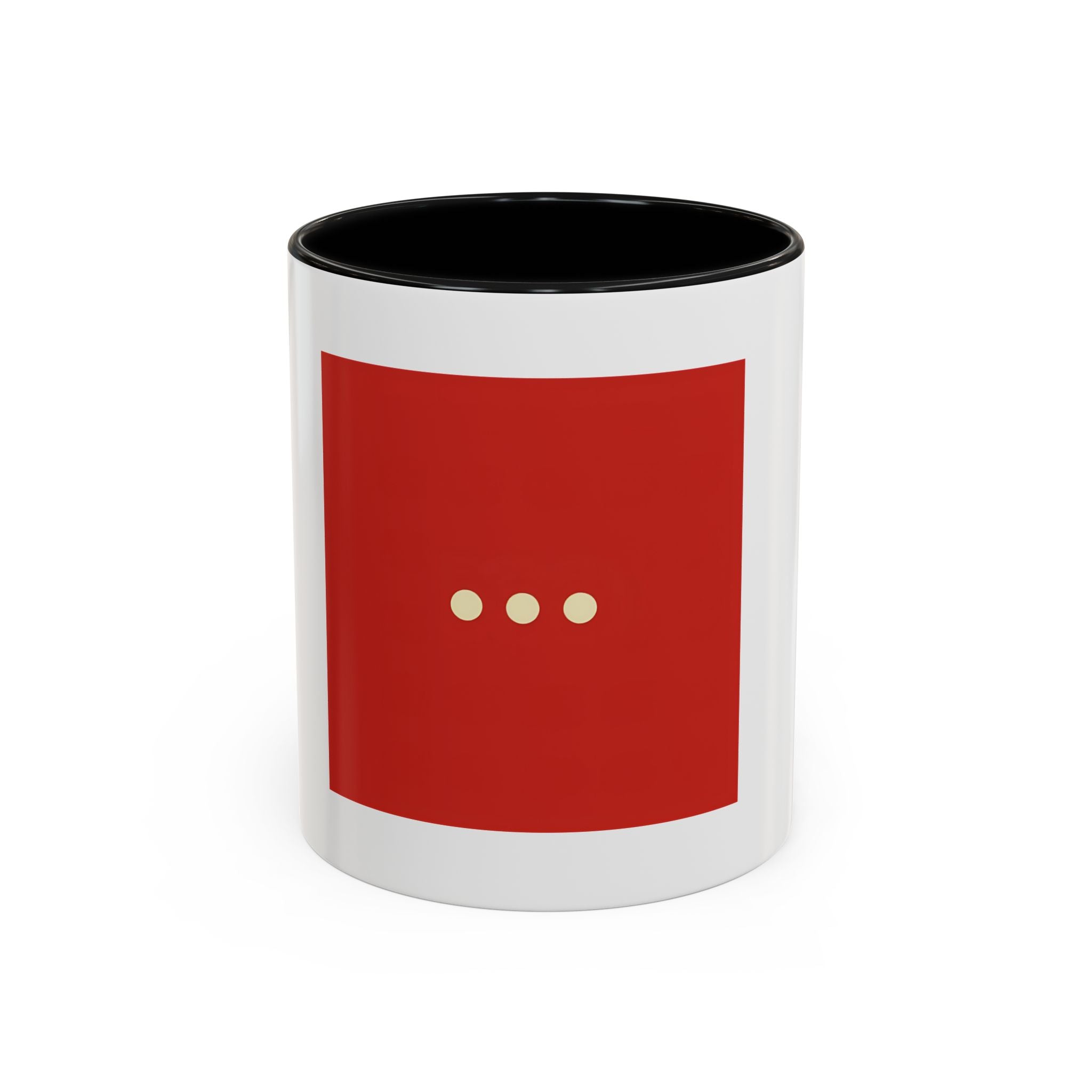 Red Minimalist Accent Coffee Mug — Ellipsis Dot Design (11/15 oz)