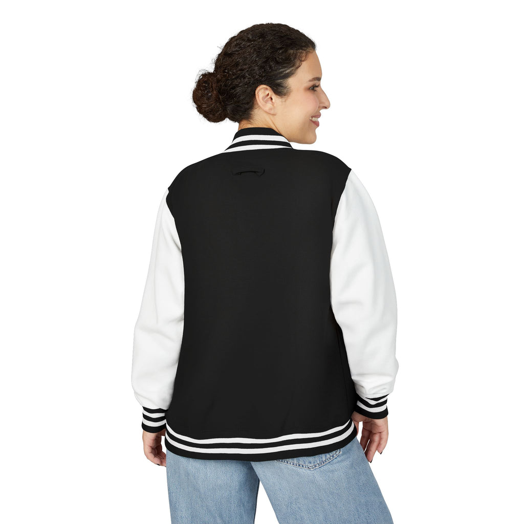 Minimal Ellipsis Letterman Jacket — Classic Varsity Bomber