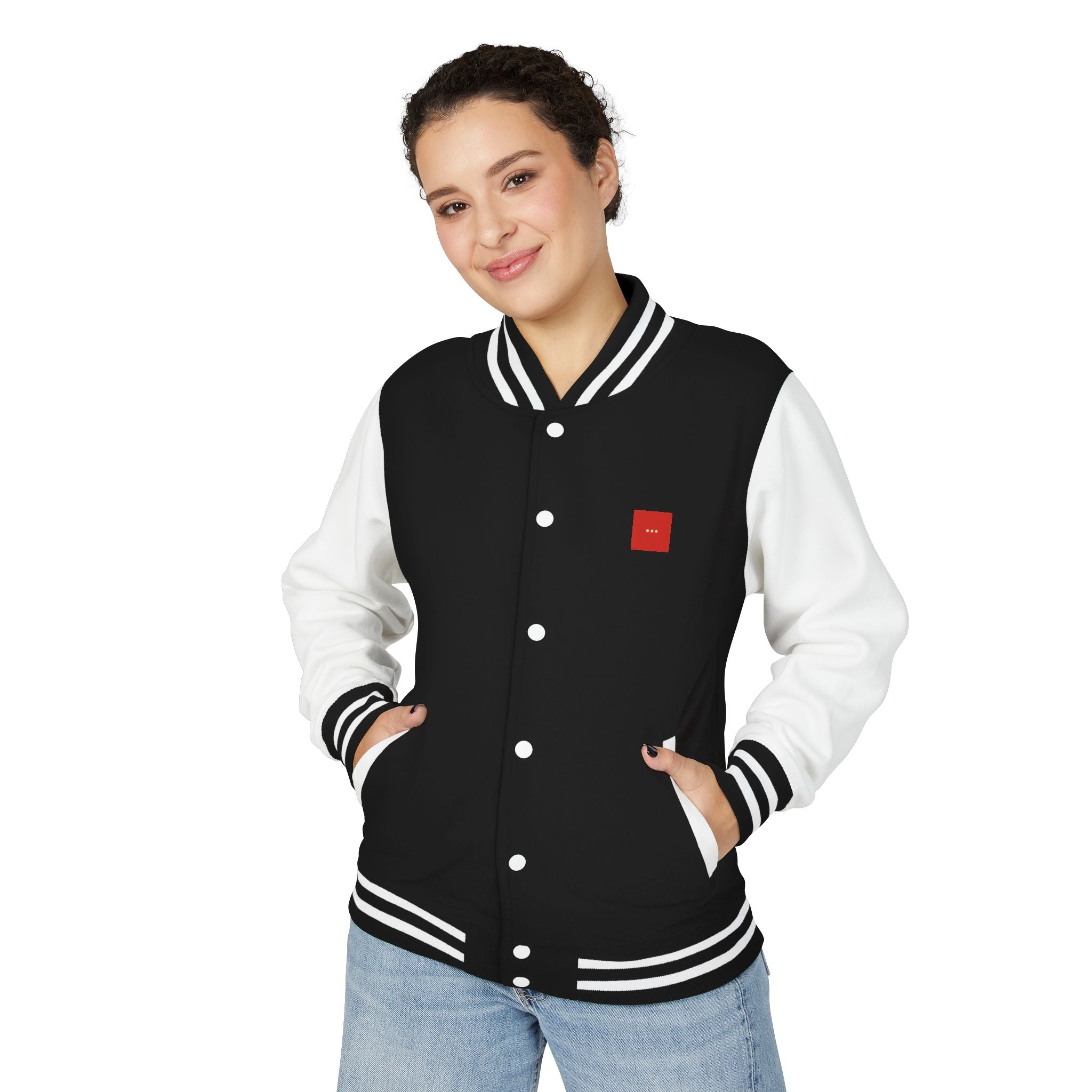 Minimal Ellipsis Letterman Jacket — Classic Varsity Bomber
